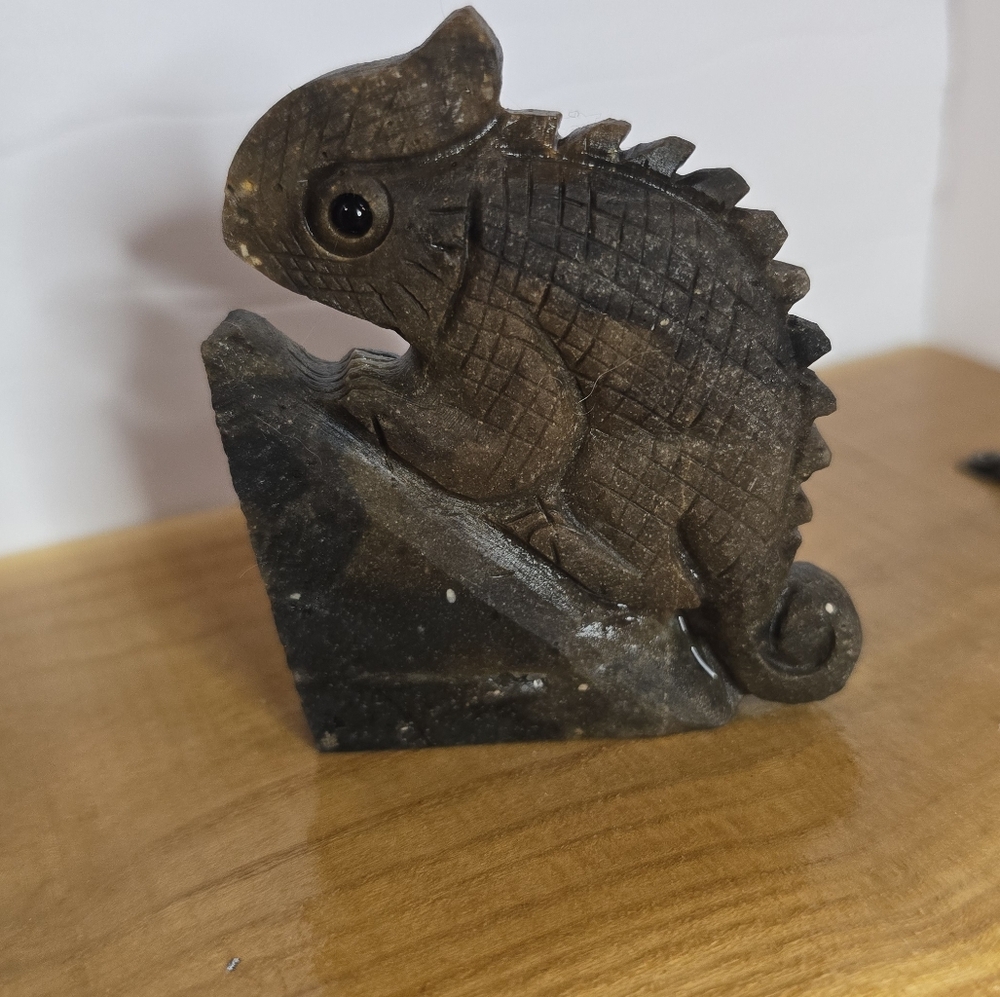 Charming Brown Chameleon Sculpture